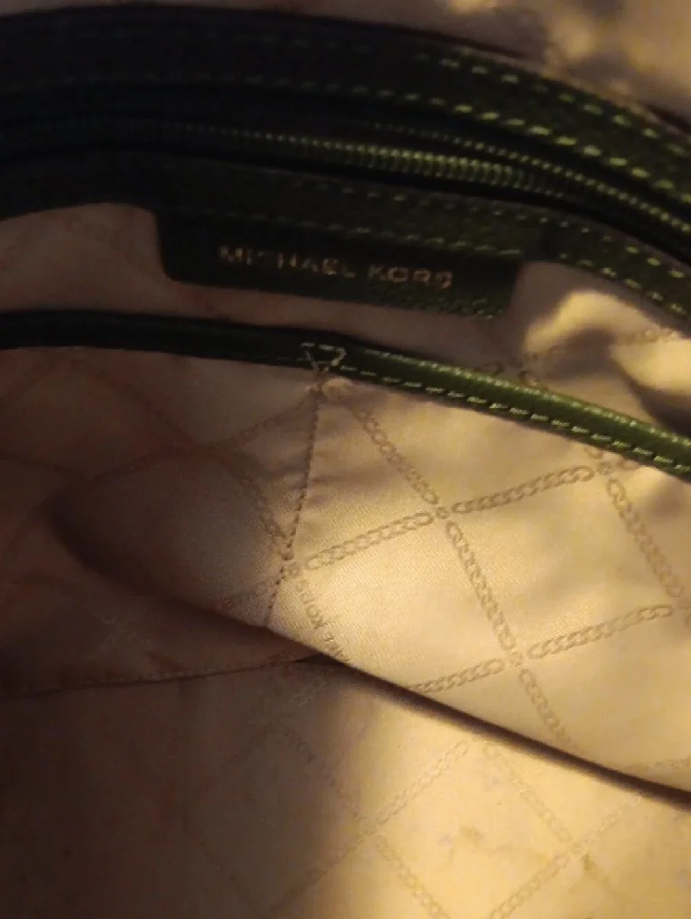Michael Kors Dark Green Leather Tote Satchel